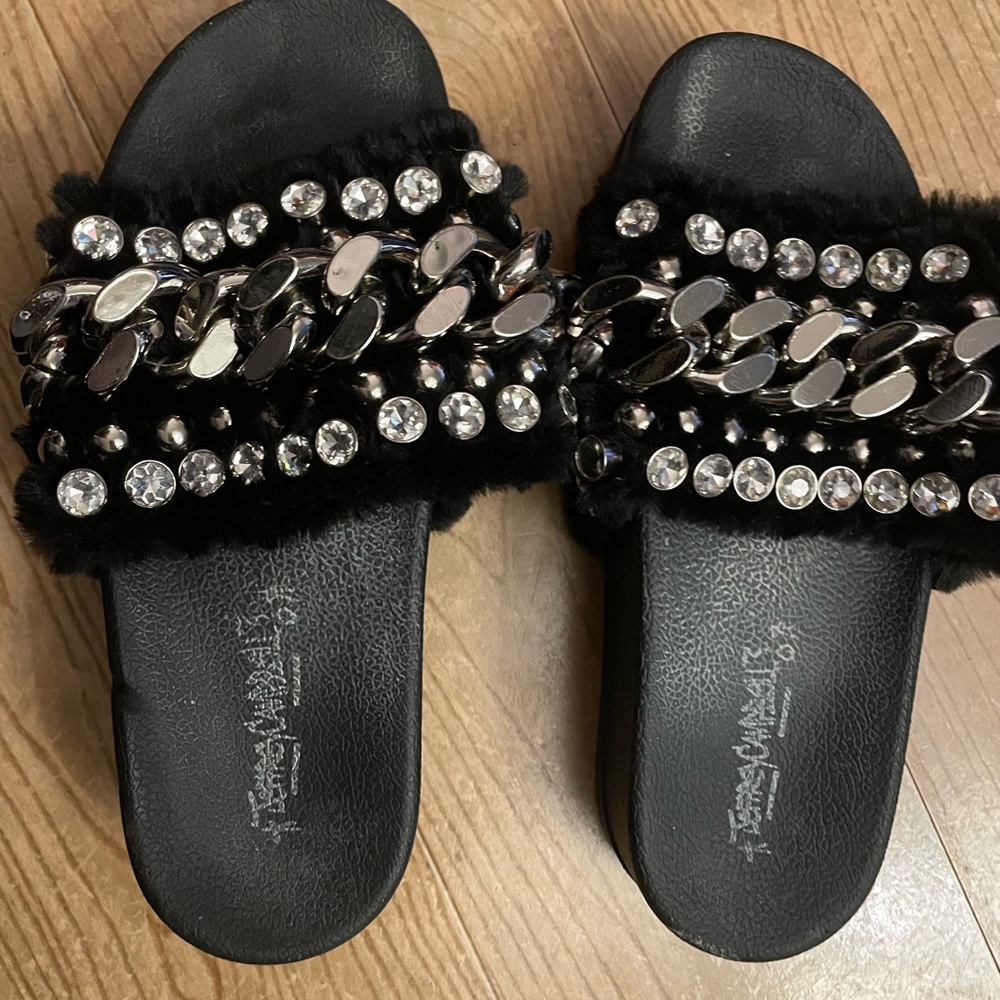COPY - Jeffrey Campbell Edie bling rhinestone flatform slides